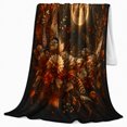 thumbnail image 2 of Autumn Night Moonlit Scene, Mystical Bird Art Scene, Warm Flannel Blanket for Living Room and Reading Nook with Detailed Artwork, Bird Lovers Thanksgiving Gift, Artistic Home Decor, 2 of 9