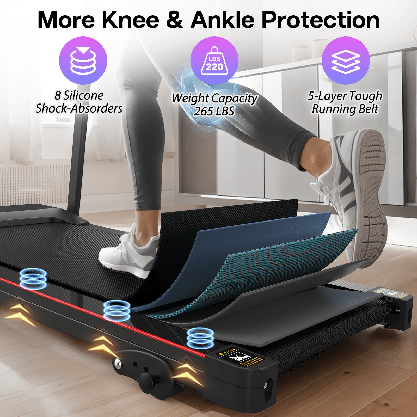 Folding Electric Treadmill Motorized Running Machine with Bluetooth Speaker 12 Perset Programs Walking Jogging Treadmill for Office Home Gym,Max Wight 300lb
