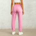 thumbnail image 3 of KDDYLITQ Womens Sweatpants Straight Leg Joggers High Elastic Waisted Drawstring Trousers Casual Cotton Pants with Pocket Pink L, 3 of 4