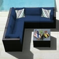 thumbnail image 1 of Gymax 6PCS Rattan Patio Sectional Sofa Conversation Set Outdoor w/ Navy Cushions, 1 of 6