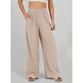 thumbnail image 5 of Womens Summer Casual Loose Wide Leg Palazzo Pants High Waist Flowy Beach Trousers Work Outfits, 5 of 13