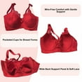 thumbnail image 2 of BIMEI Women’s Lace Pocket Bra for Breast Forms | Mastectomy Prosthesis Bra with Underwire & Sheer Lace | Ideal for Silicone Breast Forms, Red, 38, 2 of 4