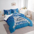 thumbnail image 4 of Feelyou American Sports Lover Twin Bedding Sets 7-Piece, Est Sleep Football Bedding Comforter Set, Blue Grey Abstract Line Reversible Sheet Sets, Super Cozy Room Decor, 4 of 8