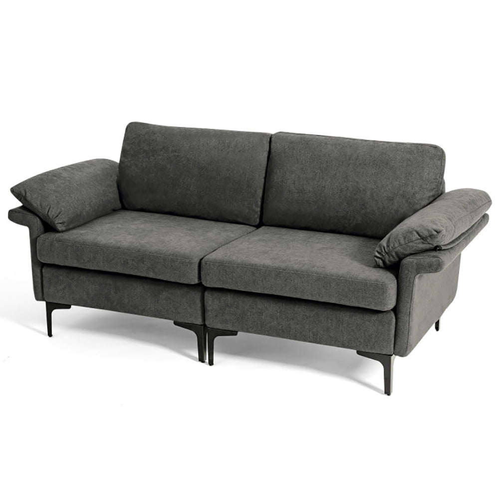 Finihen Loveseat Sofa, Modern Fabric Loveseat Sofa for with Metal Legs and Armrest Pillows, for Living Room, Bedroom, Gray Finihen Loveseat Sofa, Modern Fabric Loveseat Sofa for with Metal Legs and Armrest Pillows, for Living Room, Bedroom, Gray