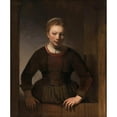 thumbnail image 2 of Rembrandt van Rijn 15x17 Black Ornate Wood Framed Double Matted Museum Art Print Titled - Young Woman at an Open Half-Door (1645), 2 of 5