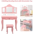 thumbnail image 4 of Infans Kids Vanity Table & Stool Princess Dressing Make Up Play Set for Girls Pink, 4 of 7