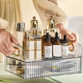 thumbnail image 3 of Hyasfey Desktop Cosmetic Storage Box with Drawer And Handle Transparent Two-tier Smooth Stable High Fence Lipstick Lotion Nail Polish Organizer Makeup Display Case, 3 of 8