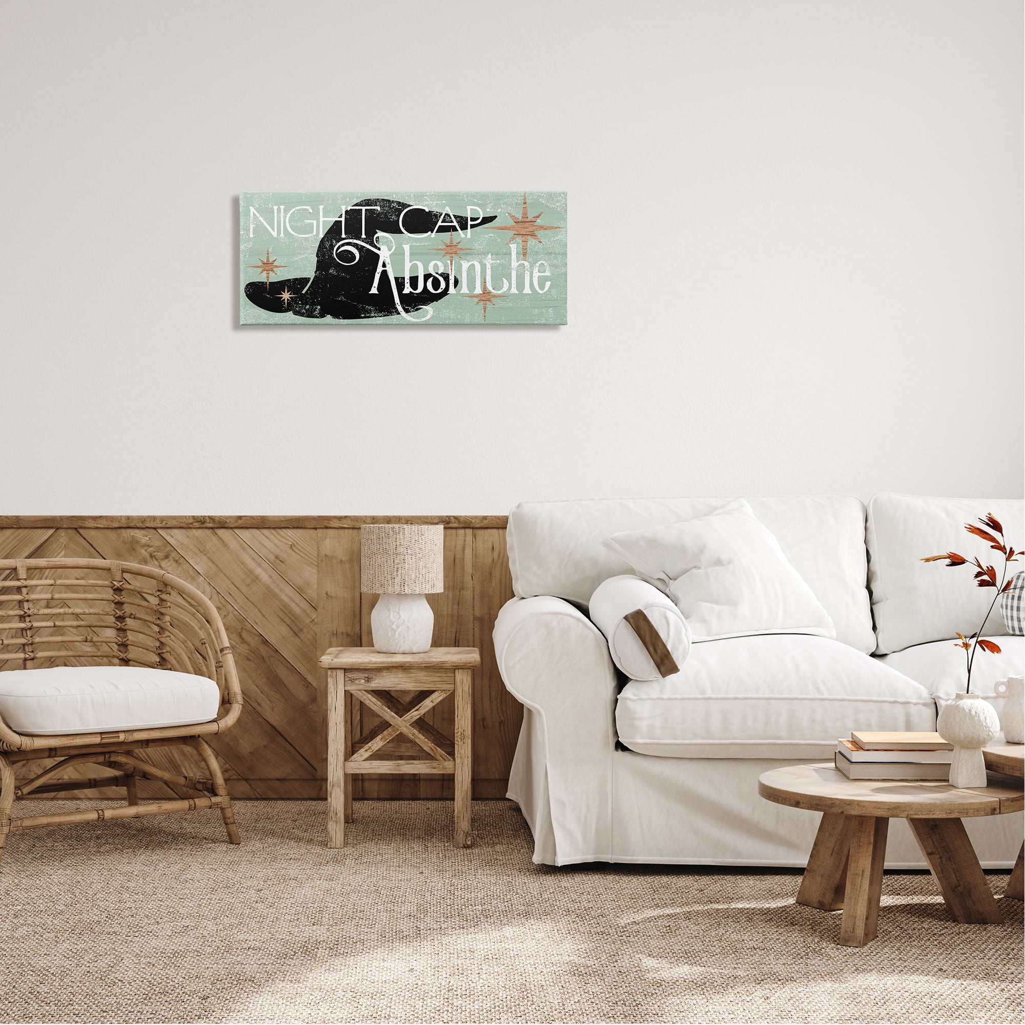 Stupell Industries Night Cap Absinth Weathered Witch Hat Vintage Sign Graphic Art Gallery Wrapped Canvas Print Wall Art, Design by Daphne Polselli