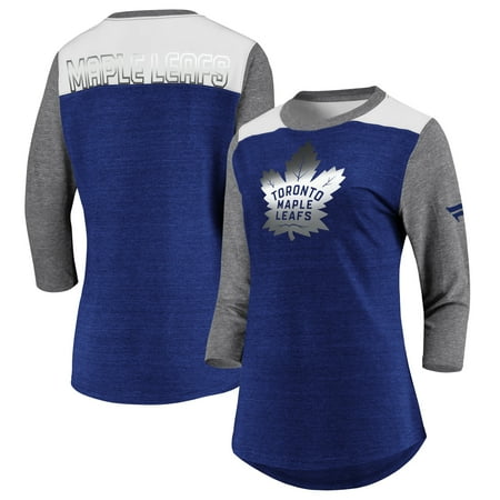 Toronto Maple Leafs Fanatics Branded Women's Iconic Tri-Blend 3/4-Sleeve T-Shirt - Heathered Royal/Heathered Gray