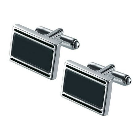 Visol Landton Black Matte Silver Plated Cufflinks