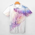 thumbnail image 3 of Marine Life Jellyfish Purple Men Zipper T-shirt Summer Casual Short Sleeve T-shirt Top, 3 of 7