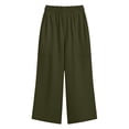 thumbnail image 5 of Cmtiyu Linen Pants Women Elastic Waist Wide Leg Capri Pants with Pockets Casual Loose Outdoor Cropped Pants S-2XL, 5 of 7