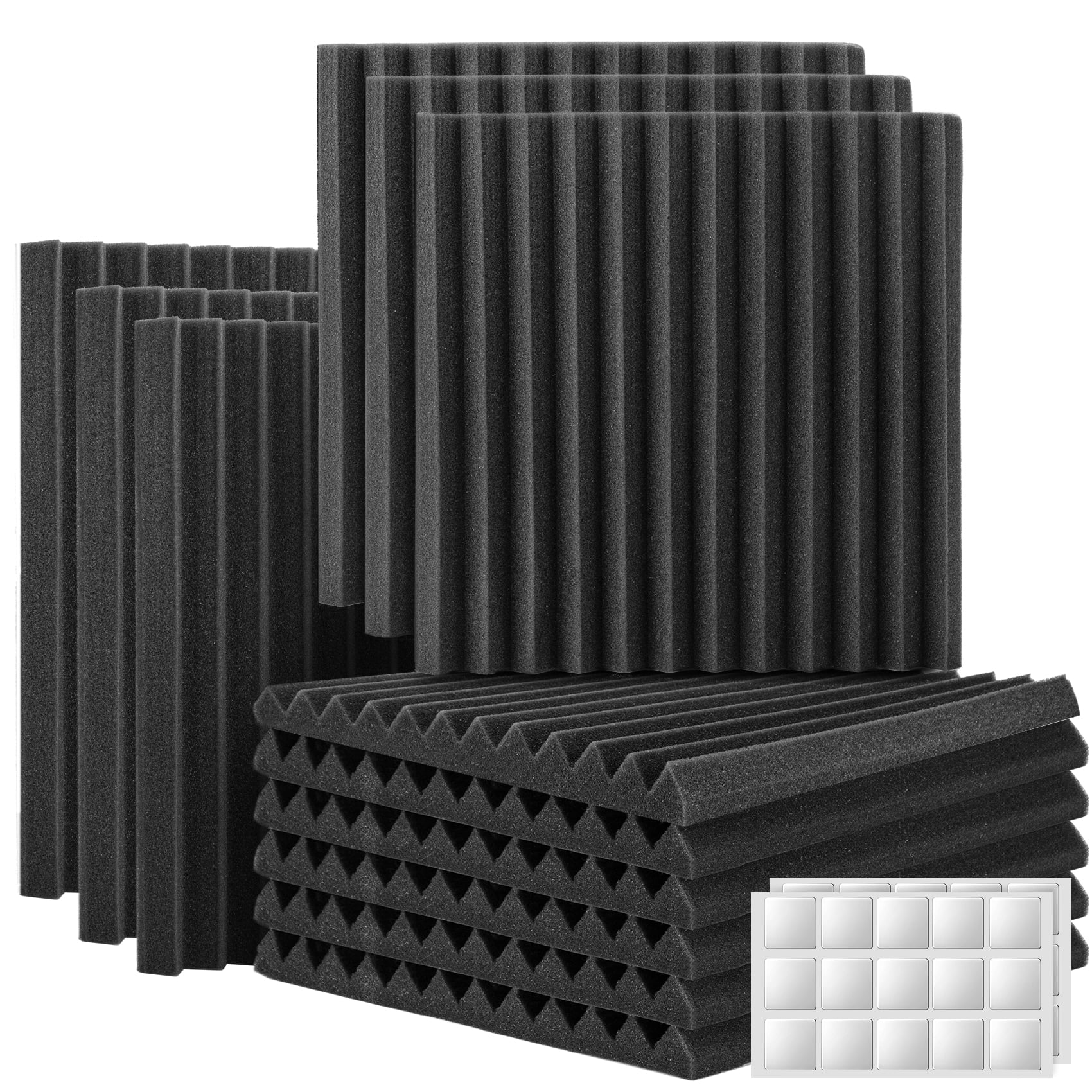 Absorbs Sound and Eliminates Echoes Pyramid Design Acoustic Foam Fast Expand Upgraded 12 Pack Self-adhesive Sound Proof Foam Panels 2 X 12 X 12 Acoustic Panels with High Density 