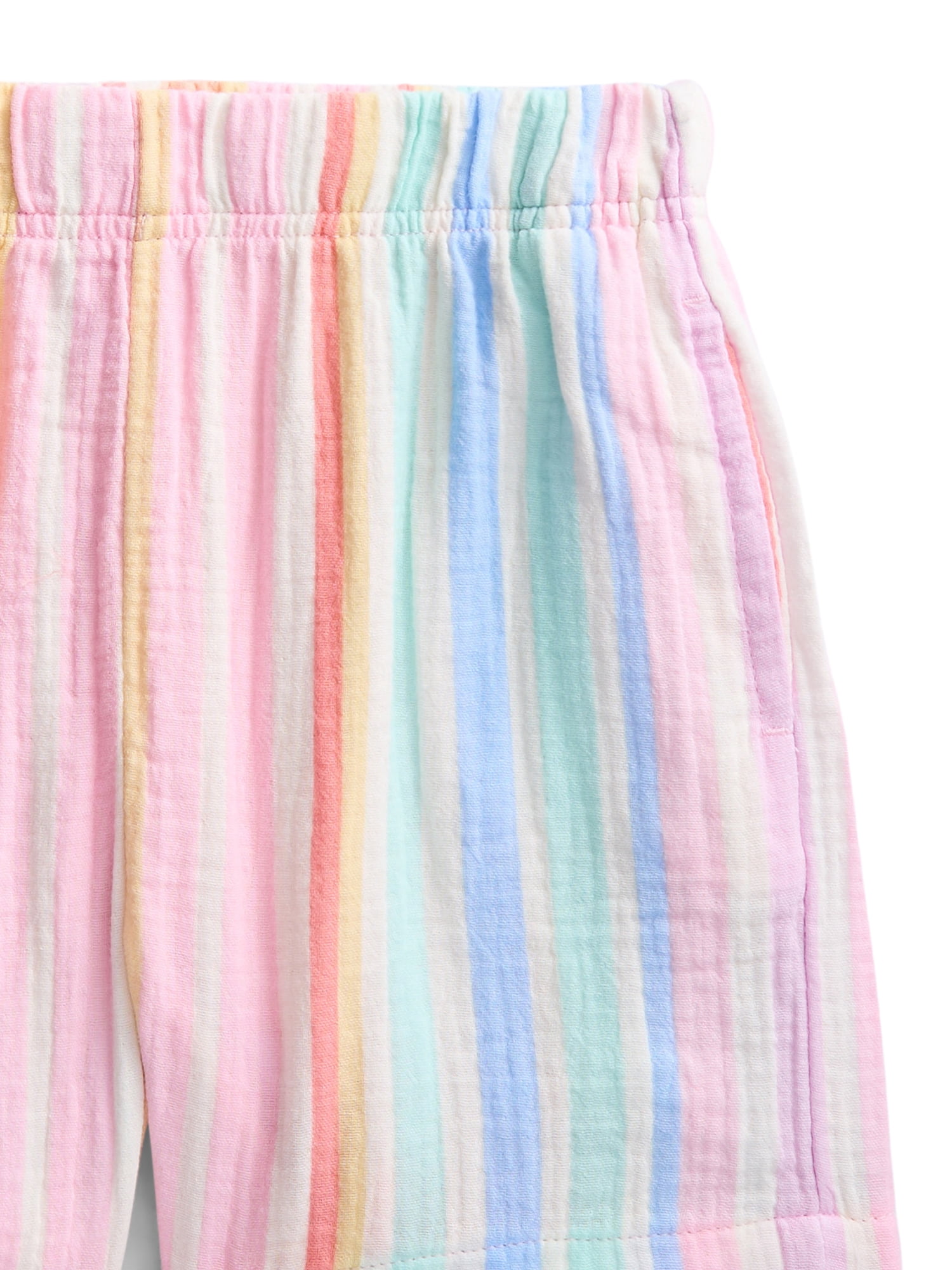 Wonder Nation Girls Textured Woven Cotton Top and Shorts Outfit Set, 2-Piece, Sizes 4-10