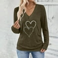 thumbnail image 4 of ClodeEU Womens Sweatshirts With Heart Print ,Long Sleeve V Neck Slim Tops Outfits Army Green,Womens Plus XXL, 4 of 8