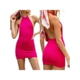thumbnail image 5 of KOMOO Women Knitted Halter Dress Tied Neck Sleeveless Backless Slim Skirt Summer Beach Short Dress, 5 of 7