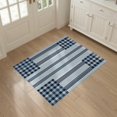 thumbnail image 3 of ODIKA 3'x5' Washable Throw Rug Farmhouse Motif Stripes Nautical Border Gingham Striped Pinstripe Playful for Entryway, Kitchen, Mudroom, Stain Resistant, Low Profile, Non-Slip, 3 of 7