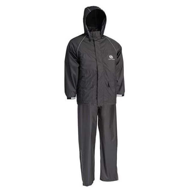 2 Piece John Deere Rain Suit, Black - 2XL