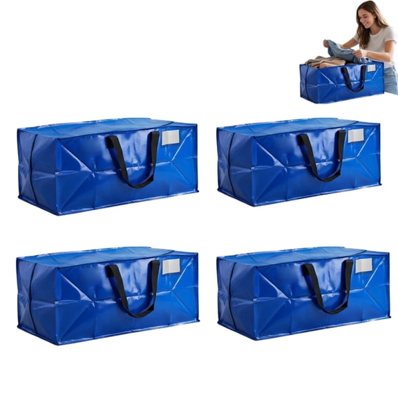 Heavy-Duty Moving and Storage Bags – Blue Packing Bags for Moving, Relocation, or Organizing, Large Totes with Reinforced Handles, 4-Pack