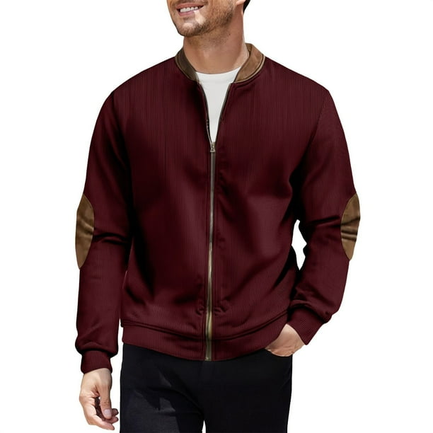 pstuiky Camisas casuales de manga larga para hombre, Camisa de hombre de color liso con cuello alto y manga larga con cremallera informal top de hombre m