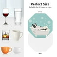thumbnail image 6 of Honeii French Bulldog Taking a Bath print Leather Coaster Set of 4, ideal for safeguarding your furniture from drinks spills and effortless cleanup-Octagon, 6 of 6
