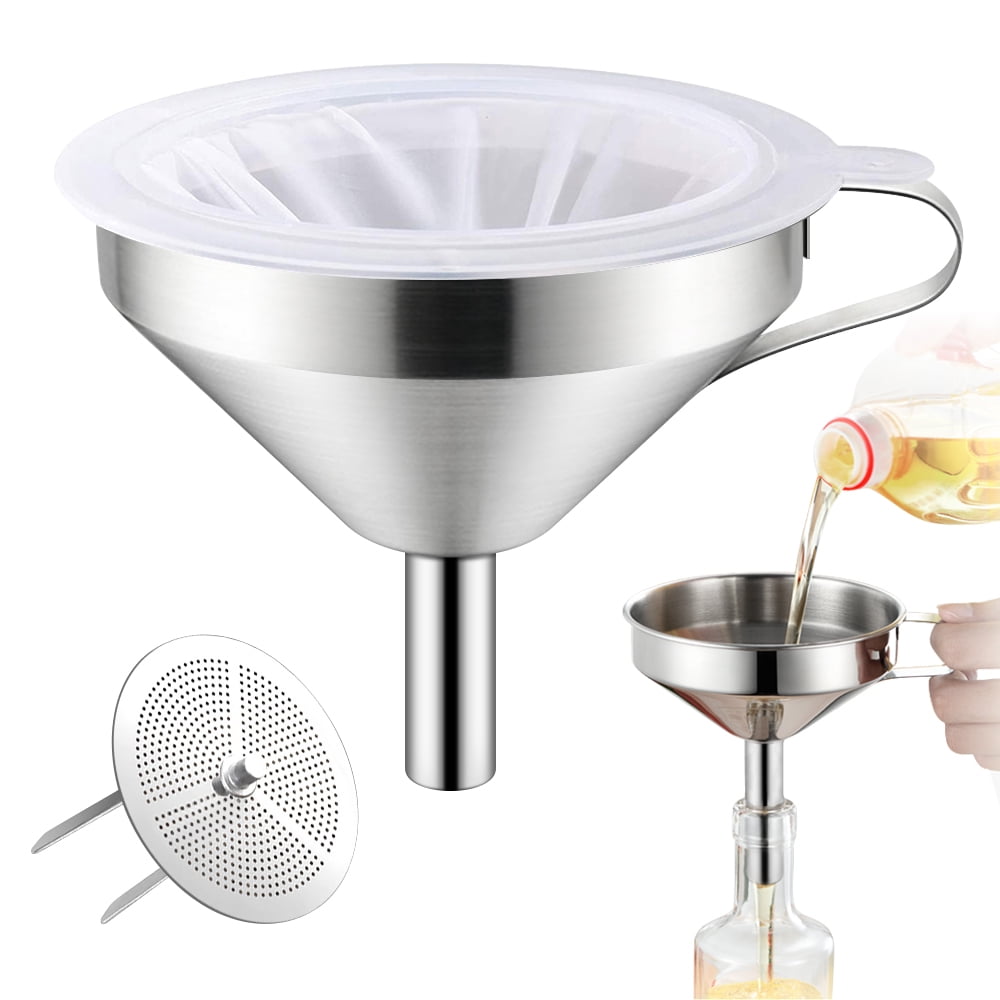 YEVIOR Kitchen Funnel for Filling Bottles with Removable Strainer & 200 ...