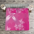 thumbnail image 3 of Ambesonne Hot Pink Quilted Bedspread Set 3 Pcs, Vibrant Floral Modern, King Size, Hot Pink White, 3 of 3