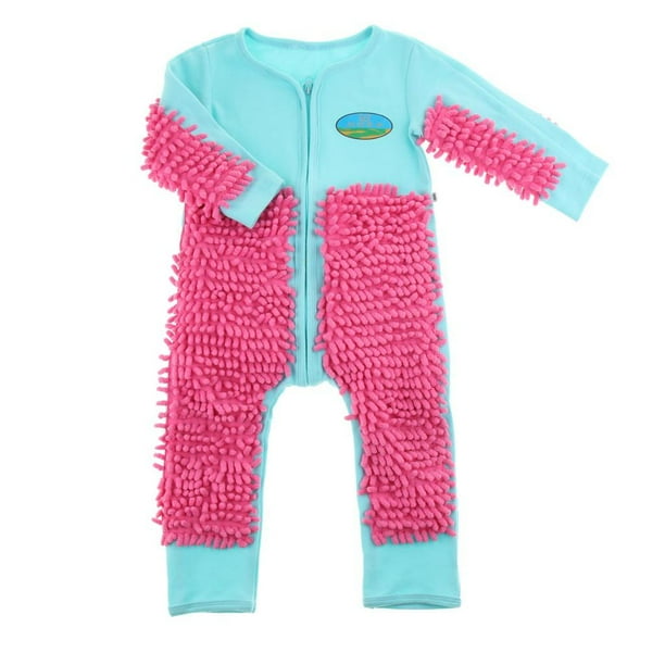 Mameluco de trapeador de bebé para y niñas, ropa de manga larga, mono de , traje de trapeador de limpieza infantil Azul claro + rojo 90cm Zulema Mameluco infantil