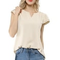 thumbnail image 2 of DARING DIVA Women's V Neck Casual Solid Cap Blouse Top XS Beige, 2 of 7