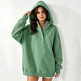 thumbnail image 6 of SYwaren Women's Half Button Hoodie Oversized Pullover Casual Long Sleeve Fall Sweatshirt Solid Color Tops, 6 of 9