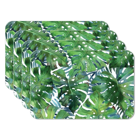 CounterArt Green Palms Reversible Easy Care Plastic Placemat 4-Pack
