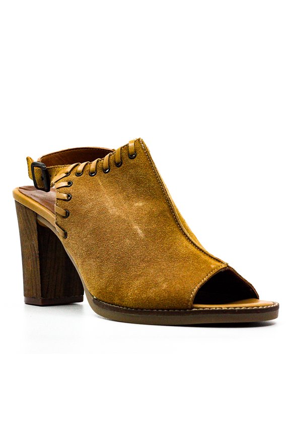 | Ora-Italy Suede Block Heel Sandals | Tan | Size 10 N