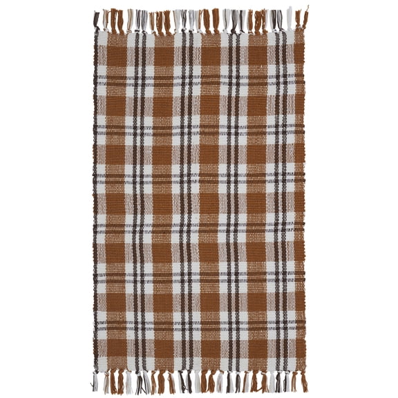 My Texas House Fall Taupe Plaid Indoor/Outdoor Layering Rug, 38" x 58"