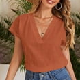 thumbnail image 2 of ChaoHeng Women Blouses under $7 Plus Size Women Tops and T-Shirts for Fall Womens Casual Solid Color Round Neck Short Sleeve Loose Tops Blouses, 2 of 6