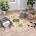 thumbnail image 1 of Southwestern Turkish Area Rug, Ethnic Illustration of a Zigzags Design Triangular Iconic Art Motifs, Soft Carpet for Living Room Decor with Distressed Look, 4' X 5.7', Cream Tan, by Ambesonne, 1 of 4