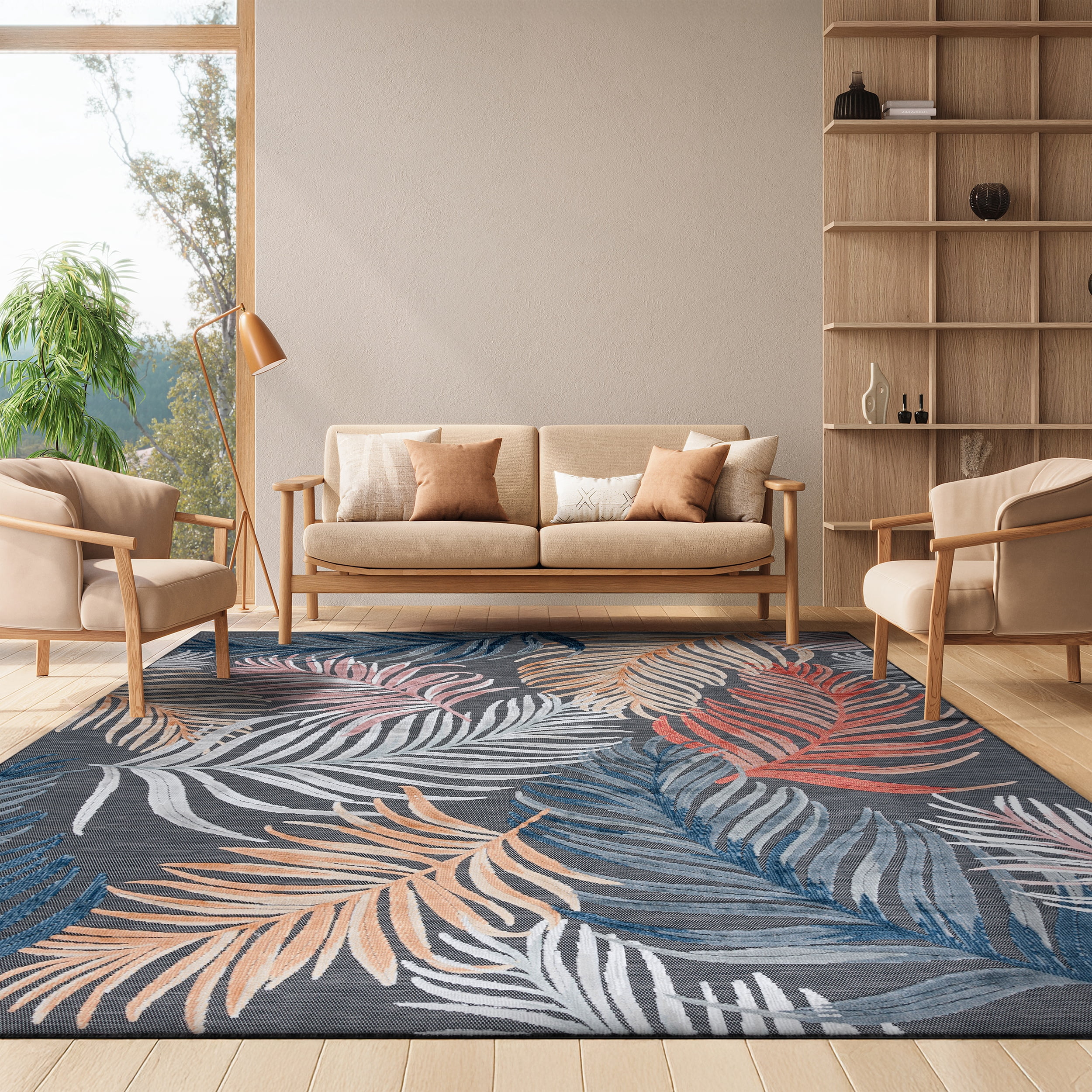SAFAVIEH Cabana Oakley Indoor/Outdoor Area Rug, Black/Rust, 8' x 10'