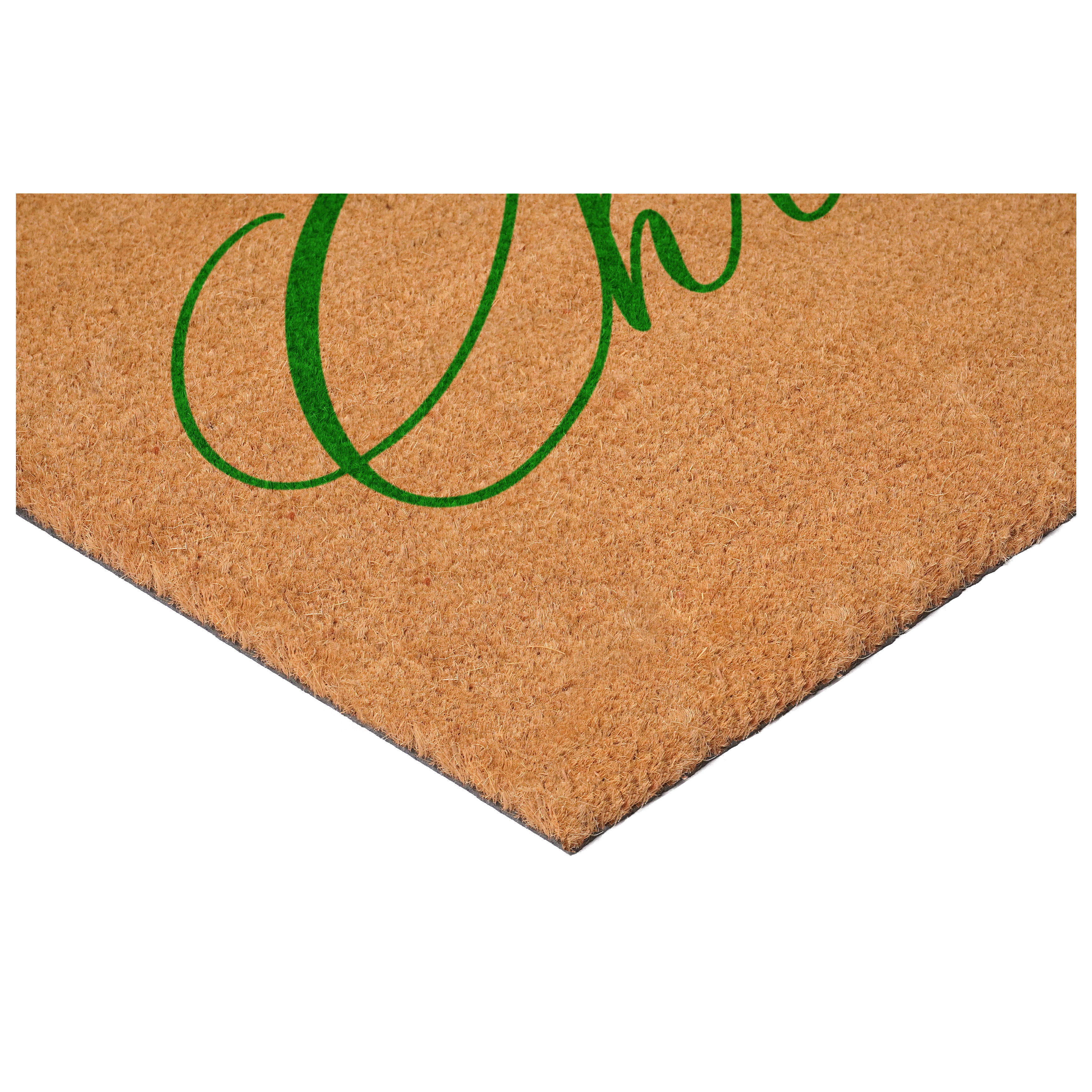 Green Christmas Calligraphy Doormat, 17" x 29"