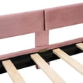 thumbnail image 2 of Twin Daybed In Charming Pink With Classic Stripe Headboard - Wood Structure Bewitching Materials, Bedroom Delight, 2 of 6