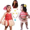 thumbnail image 2 of Disfraz de princesa Moana para cosplay para niños, vestido Vaiana para cumpleaños, vestido de Moana sin espalda para niños de 1 a 5 años, ropa de playa elegante para niños, 2 of 5