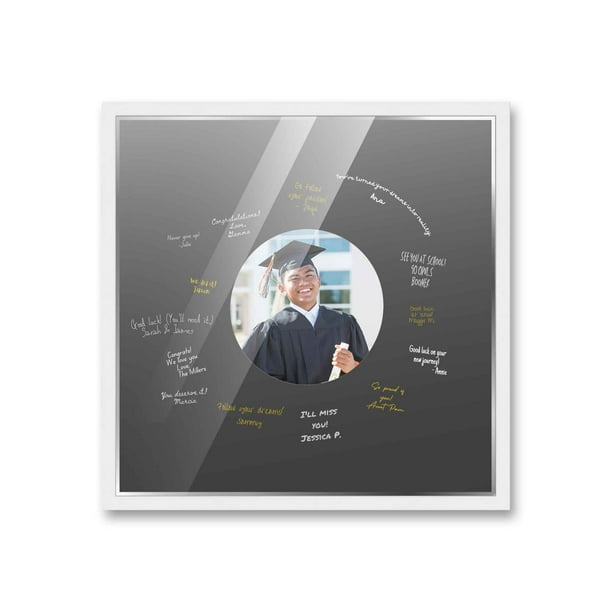 20x20 Square White Autograph & Signature Picture Frame With Black