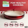 thumbnail image 3 of Tasty Clean Ceramic 13in Non-Stick Aluminum Centerpiece Sauté Pan with Glass Lid, Red, 3 of 10