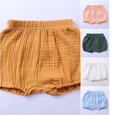 VOUZZA Baby Shorts Solid Color Soft Cotton Elastic Waist PP Diaper Cover Shorts Lounge Bloomers Bottoms for Boys Girls