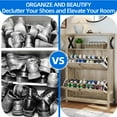 thumbnail image 6 of Dextrus Shoe Cabinet with 2 Flip Drawers & Open Shelves, Modern Entryway Shoe Rack, Tipping Bucket Shoe Storage Organizer for Entryway/Hallway/Closet, Old Oak, 6 of 13