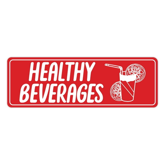 Signs ByLITA Standard Healthy Beverages Sign (Red) - Large