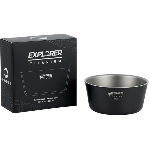 Explorer Bear Black Titanium Double-walled Camping Bowl, 18 fl oz, 550ml