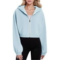 thumbnail image 4 of Mlzmgr Crop Top for Women Long Sleeve Zip up Hooded Cropped Jackets for Women Solid Color Fall Winter Fashion, 4 of 8