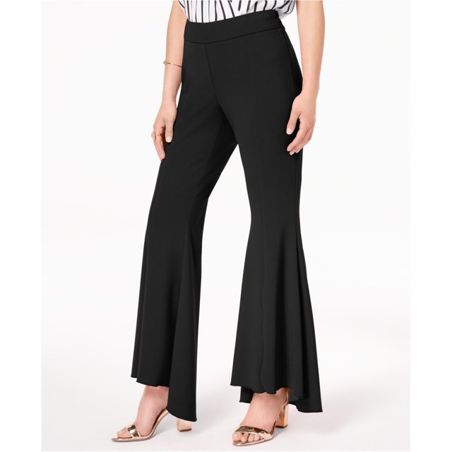 Pantalones acampanados de pierna ancha informales altos y bajos para mujer de INC, negro, 12 estándar