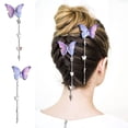 thumbnail image 2 of Pinzas para el pelo de mariposa movibles, 2 pares de horquillas de mariposa moradas con colgante de mariposa de metal, accesorios para el cabello TUNC Sencillez, 2 of 5