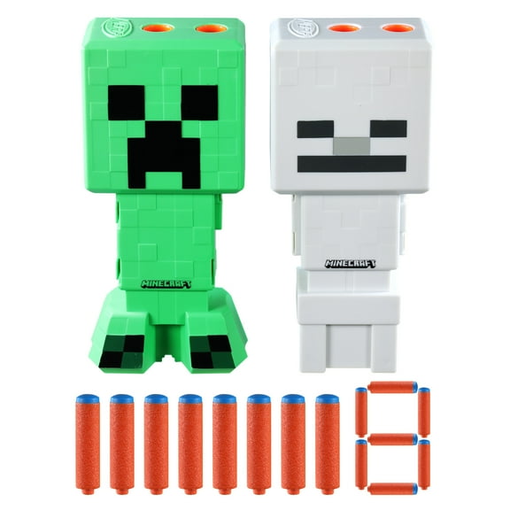 Nerf Minecraft Creeper & Skeleton Mob 2-Blaster Pack, Holiday Gifts for Kids