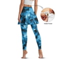thumbnail image 4 of COEQINE Women Comfy Tennis Skirted Legging with Pockets Ruffle Pleated Elastic Fashion Golf Skirts with Leggings Blue Black Tie-Dye and Spot Print Full Length Yoga Pants, 2XL, 4 of 7